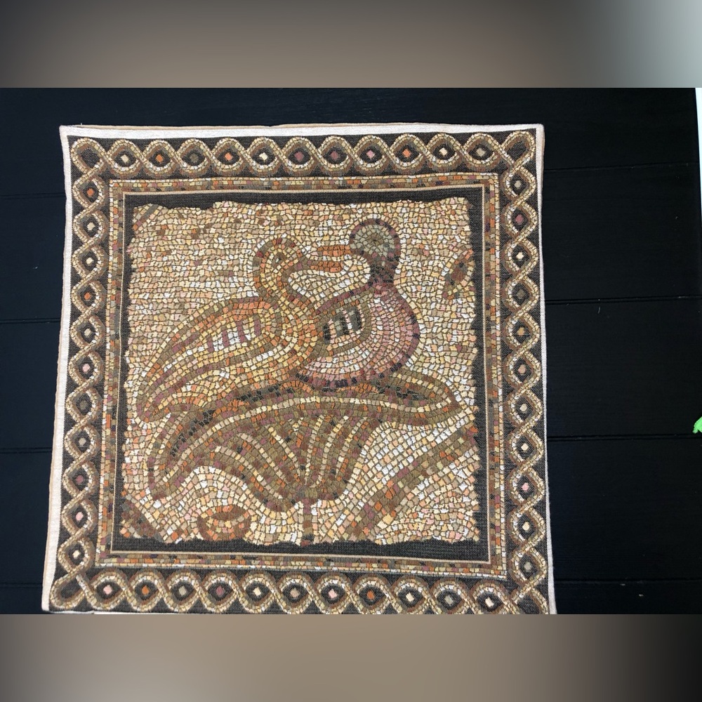 Ornate Mosaic Accent Pillow Cover in Gold and Brown